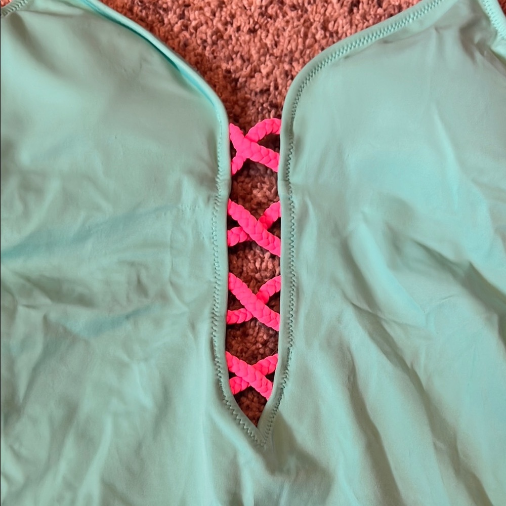 Victoria's Secret Aqua and Pink One Piece Swimsuit - Picture 2 of 5